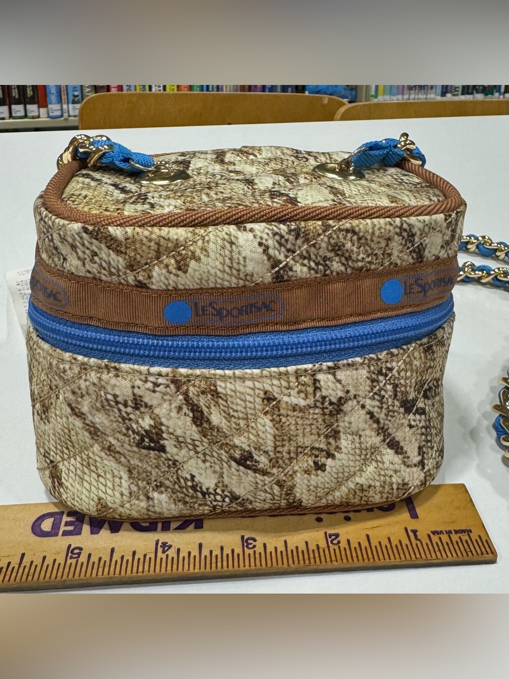 Lesportsac Snake Print Crossbody Bag with Blue and Brown Accents - Picture 7 of 8